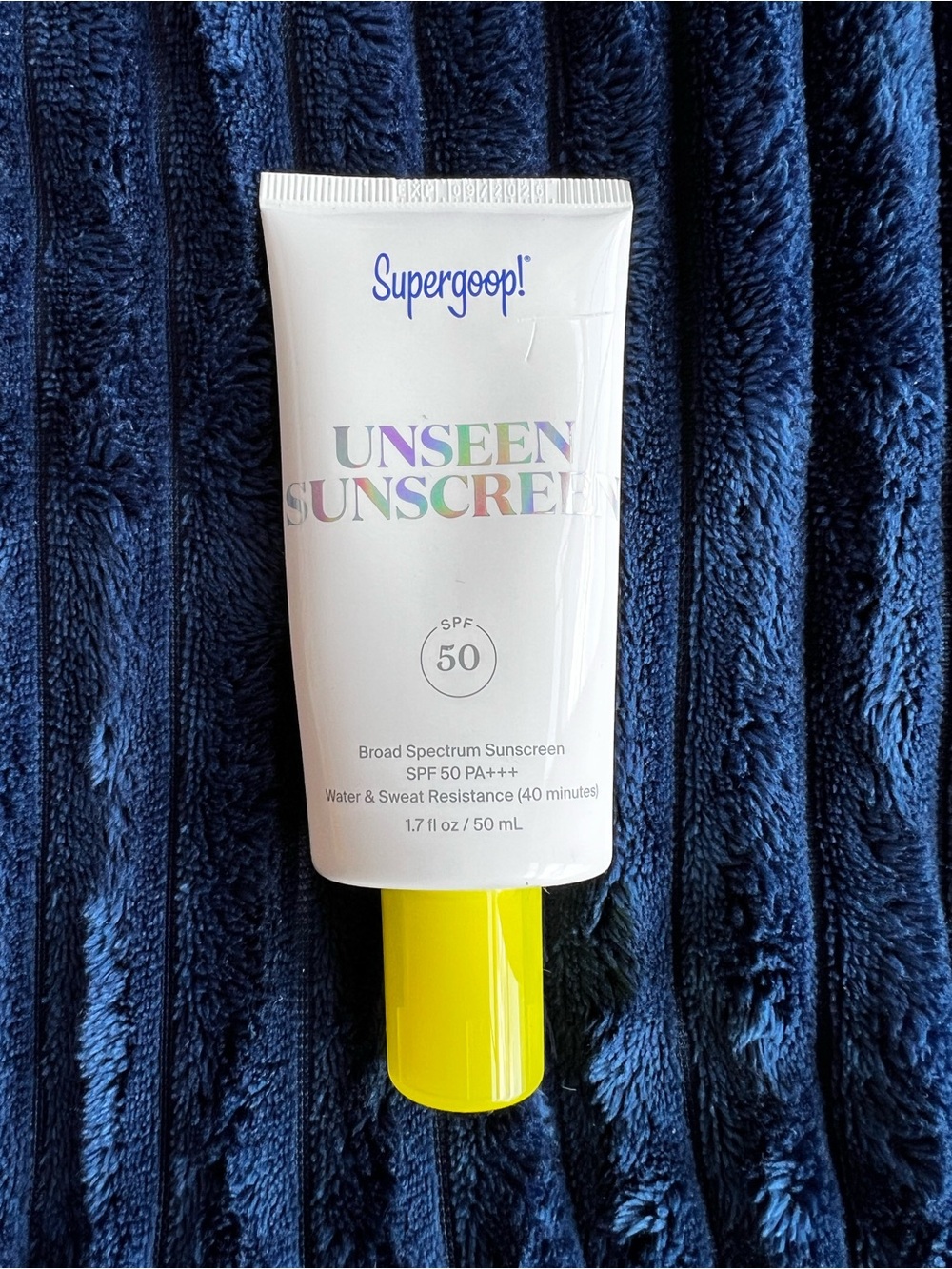 Supergoop! White Tube with Yellow Cap Unseen Sunscreen SPF 50